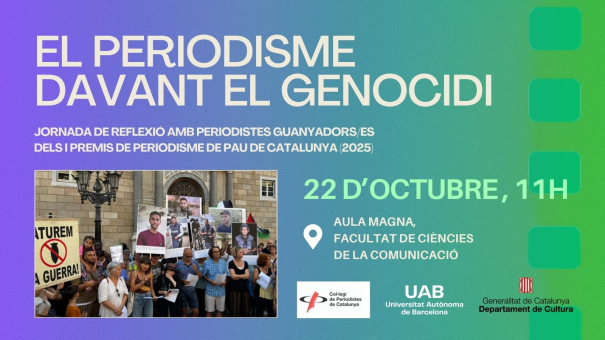 Jornada universitària de reflexió dels I Premis de Periodisme de Pau de Catalunya. Foto del Col·legi de Periodistes de Catalunya